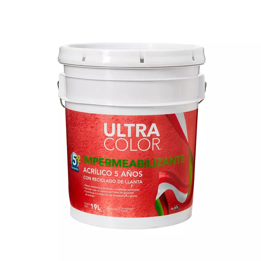 IMPERMEABILIZANTE 5 AÑOS 19 LT BLANCO ECOLOGICO DE CAUCHO DE LLANTAS, ULTRACOLOR
