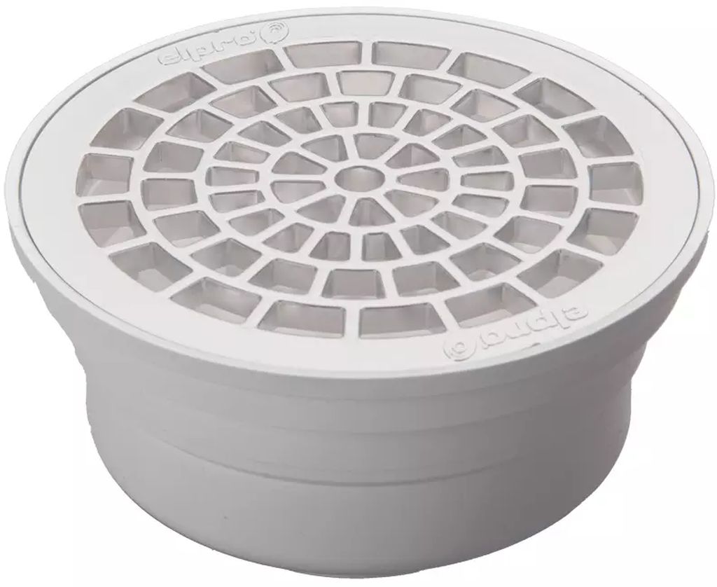 COLADERA PARA PISO REDONDA UNIVERSAL CON REJILLA BLANCA, ELPRO