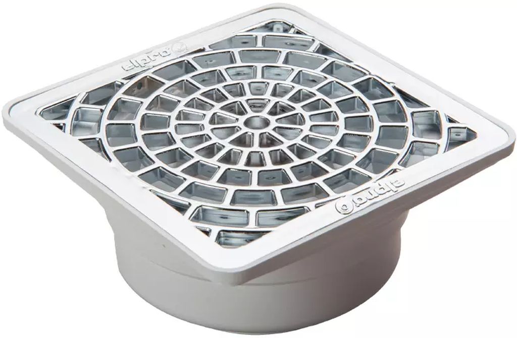 COLADERA PARA PISO CUADRADA UNIVERSAL CON REJILLA NET CROMADA DE ABS SIN TAPETE, ELPRO