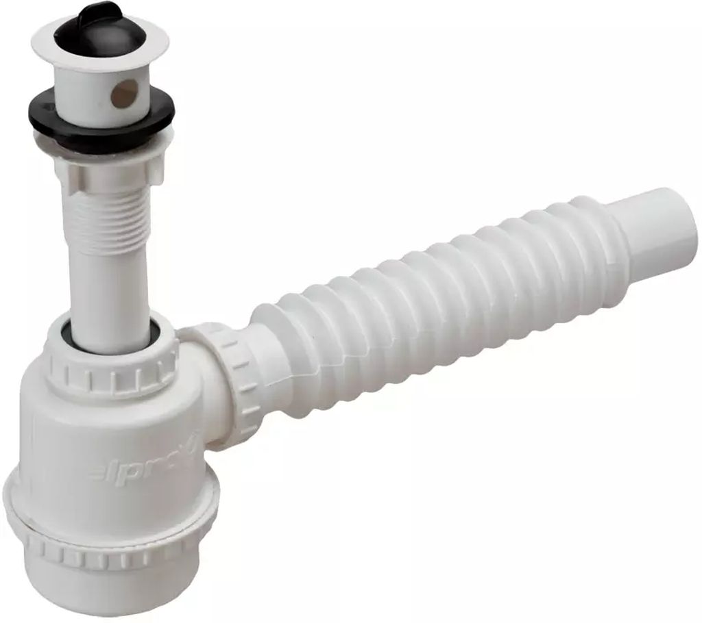 CESPOL PARA LAVABO SIN CUBIERTA METALICA TUBO FLEXIBLE DE 9 1/2" Y BOTE GRANDE, ELPRO