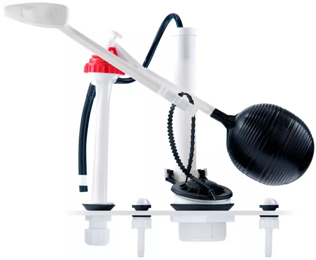 JUEGO DE HERRAJES PARA WC EN POLIPROPILENO CON SAPO BLANCO, AQUAMASTER