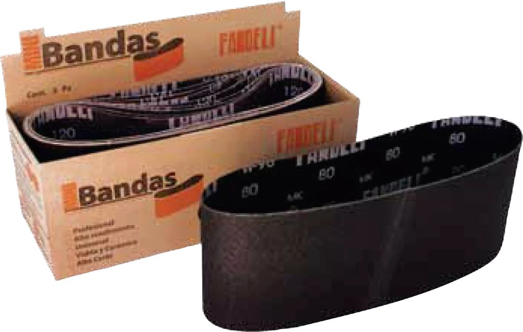 BANDA DE LIJA 3" X 21" GRANO 100 PARA VIDRIO (W-98 SIC), FANDELI