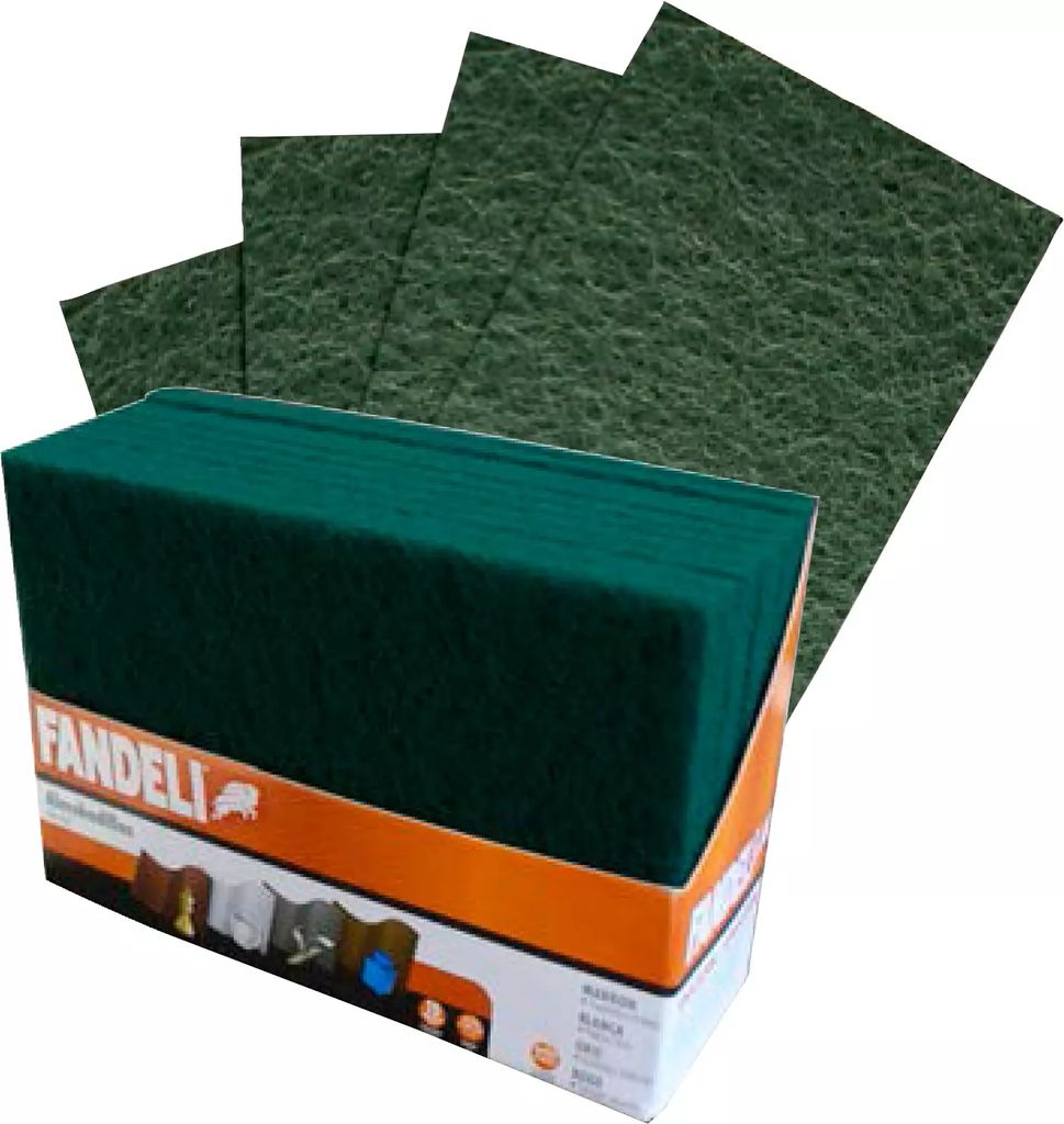 ALMOHADILLA DE FIBRA VERDE GRANO MEDIO 6"X9"X1/4" (152MMX229MMX6MM) (ECONOMICA), FANDELI