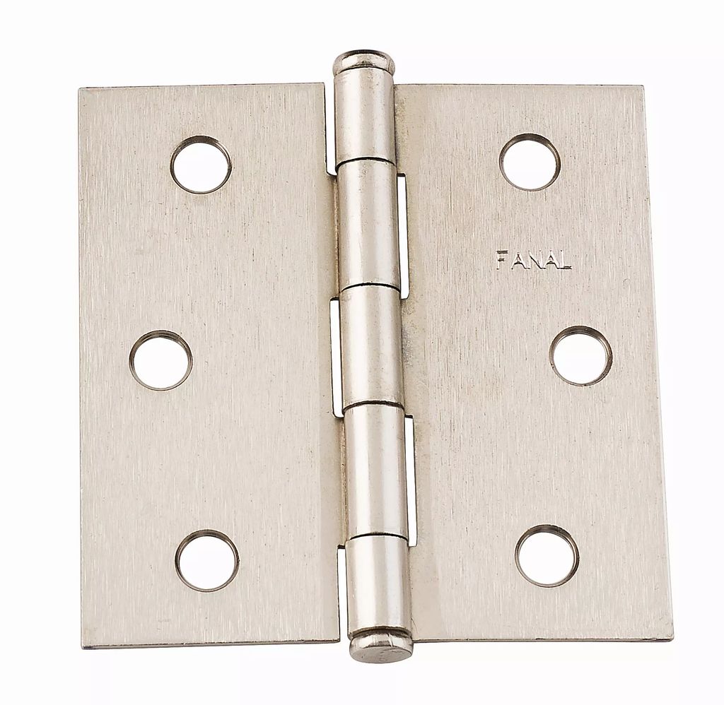 [F5 53NS300] BISAGRA LIGERA CUADRADA 3" (74MM) NIQUEL SATINADO CON TORNILLOS, FANAL