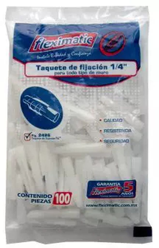 TAQUETES DE POLIETILENO BLANCO 1/4 (100 PZAS), FLEXIMATIC