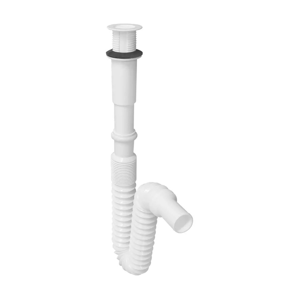 CESPOL P/LAVABO TIPO "P" C/REJILLA BLANCA FLEXIBLE DE 1 1/4", FLEXIMATIC