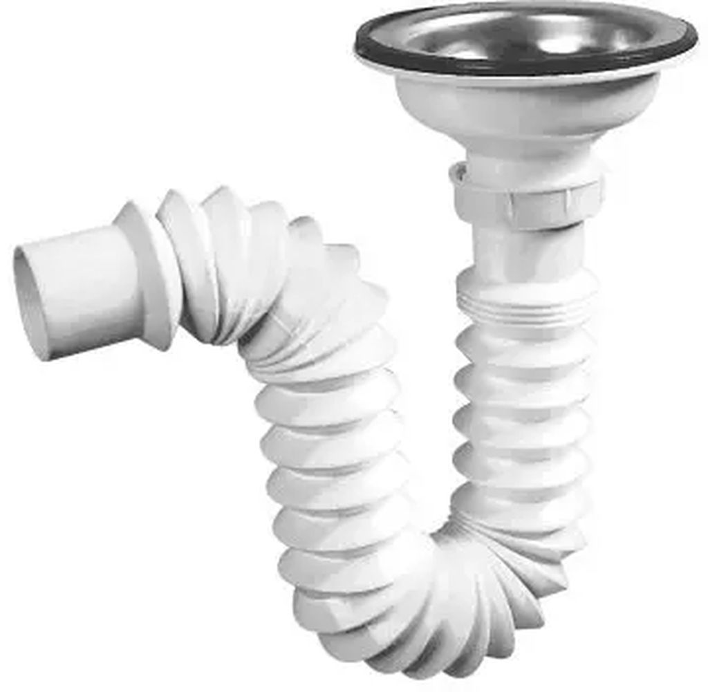 CESPOL PARA FREGADERO TIPO "P" FLEXIBLE 55CM CON CONTRA CANASTA METALICA PRACTIKA, FLEXIMATIC
