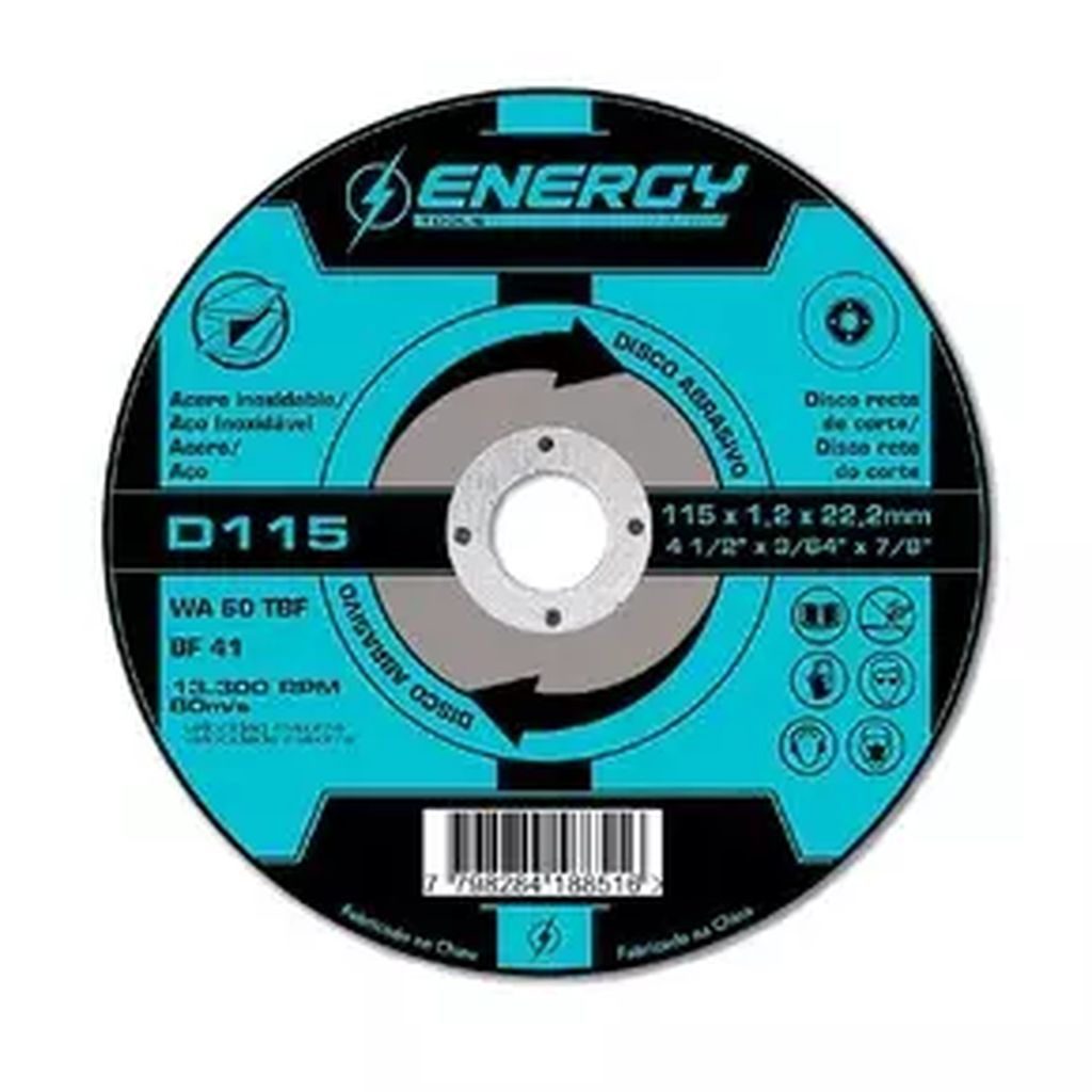 DISCO PARA CORTE DE ACERO INOXIDABLE 4.1/2"X1MMX7/8", ENERGY