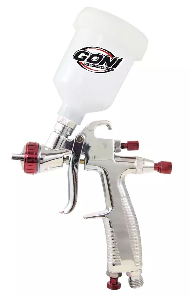 PISTOLA PARA PINTAR DE GRAVEDAD VASO PLASTICO 120 ML LVLP Y BOQUILLA DE 0.8 MM, GONI