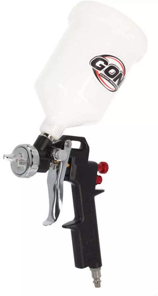 PISTOLA DE GRAVEDAD SISTEMA HIBRIDO DE FLUJO DE AIRE, VASO DE 600ML BOQUILLA DE 1.3MM, GONI