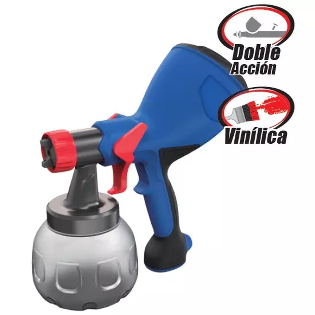 PISTOLA PARA PINTURA ELECTRICA VASO PLASTICO 1 LT VINILICAS 120V 400W, GONI