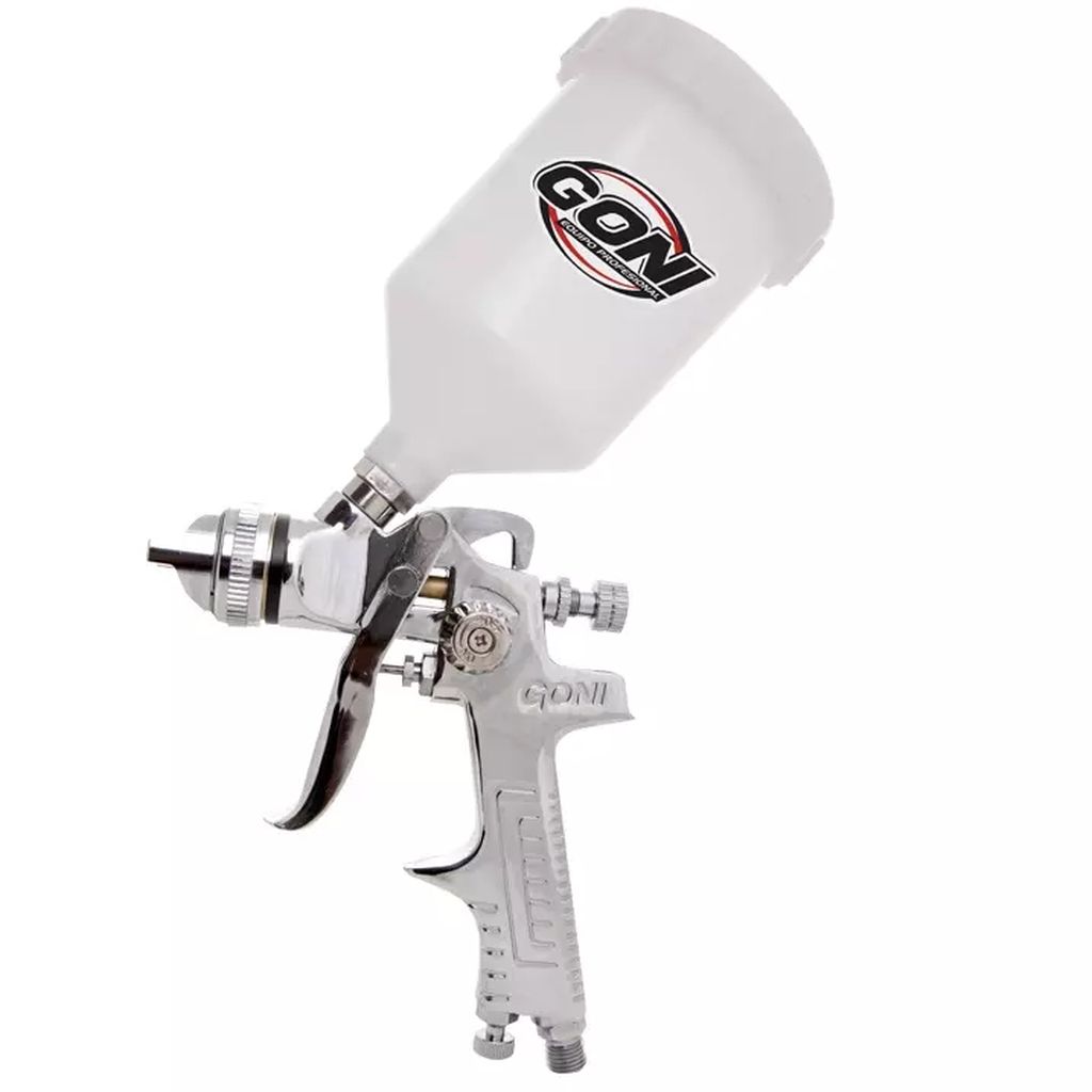 PISTOLA PARA PINTAR DE GRAVEDAD VASO PLASTICO 600 ML BOQUILLA 1.7MM HVLP, GONI