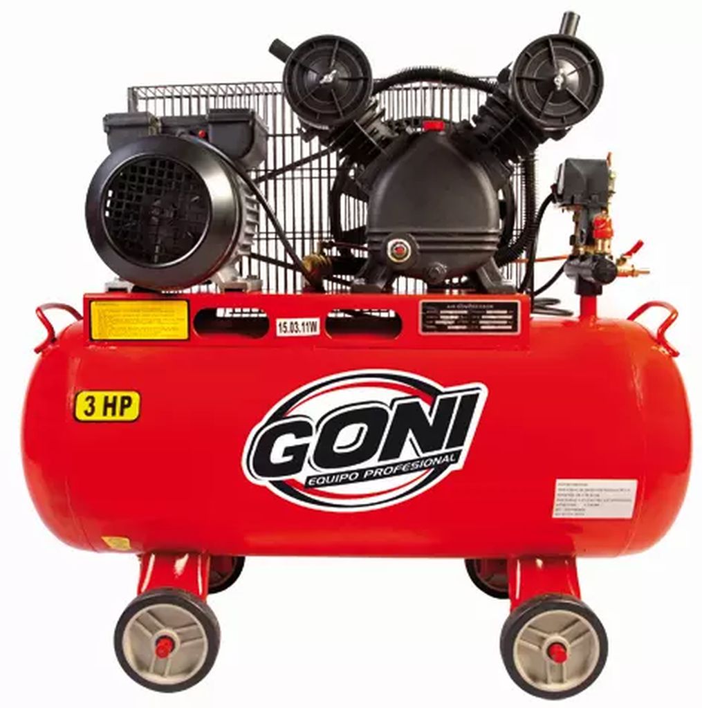 COMPRESOR DE BANDA 120 VOLT 1750 RPM 3.0 HP 60LT. 120PSI HORIZONTAL, GONI