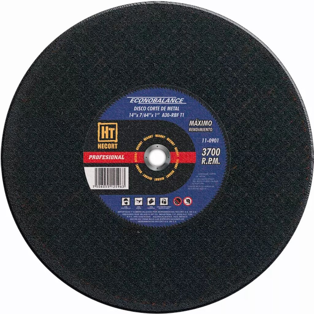 DISCO PARA CORTE DE METAL 14"X7/64"X1" SOLIDOS (BALANCE), HECORT