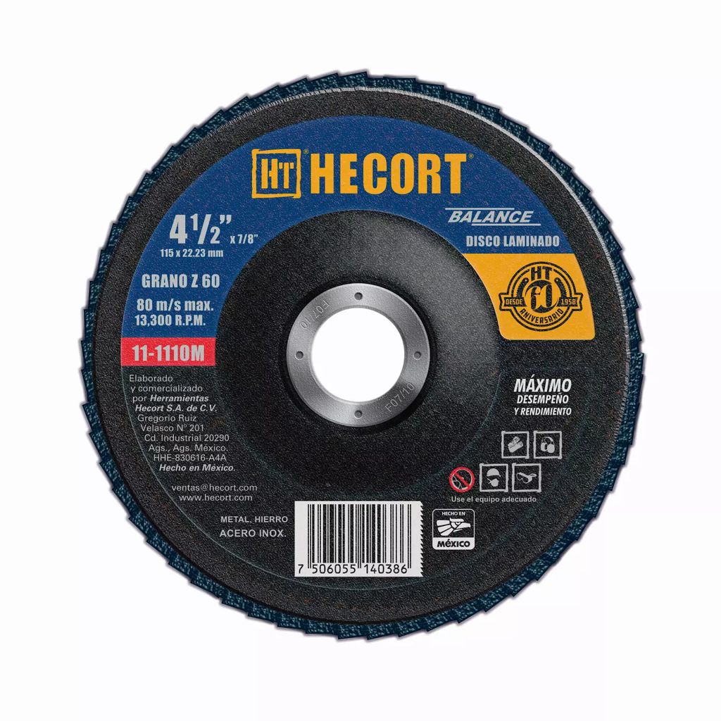 DISCO LAMINADO 4.1/2X7/8 GRANO 60 T-29 (BALANCE), HECORT 111110M