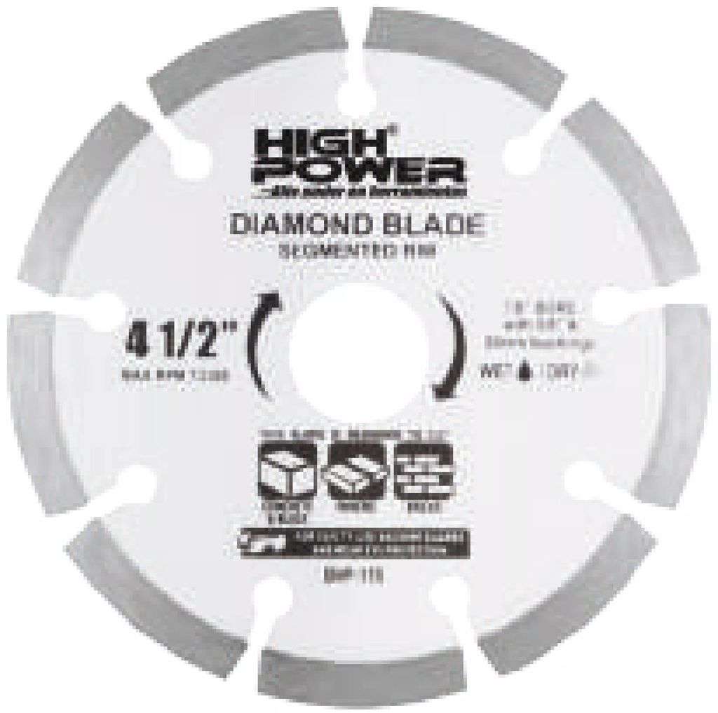 DISCO DE DIAMANTE 4.1/2"X7/8"X5/8" SEGMENTADO, HIGH POWER