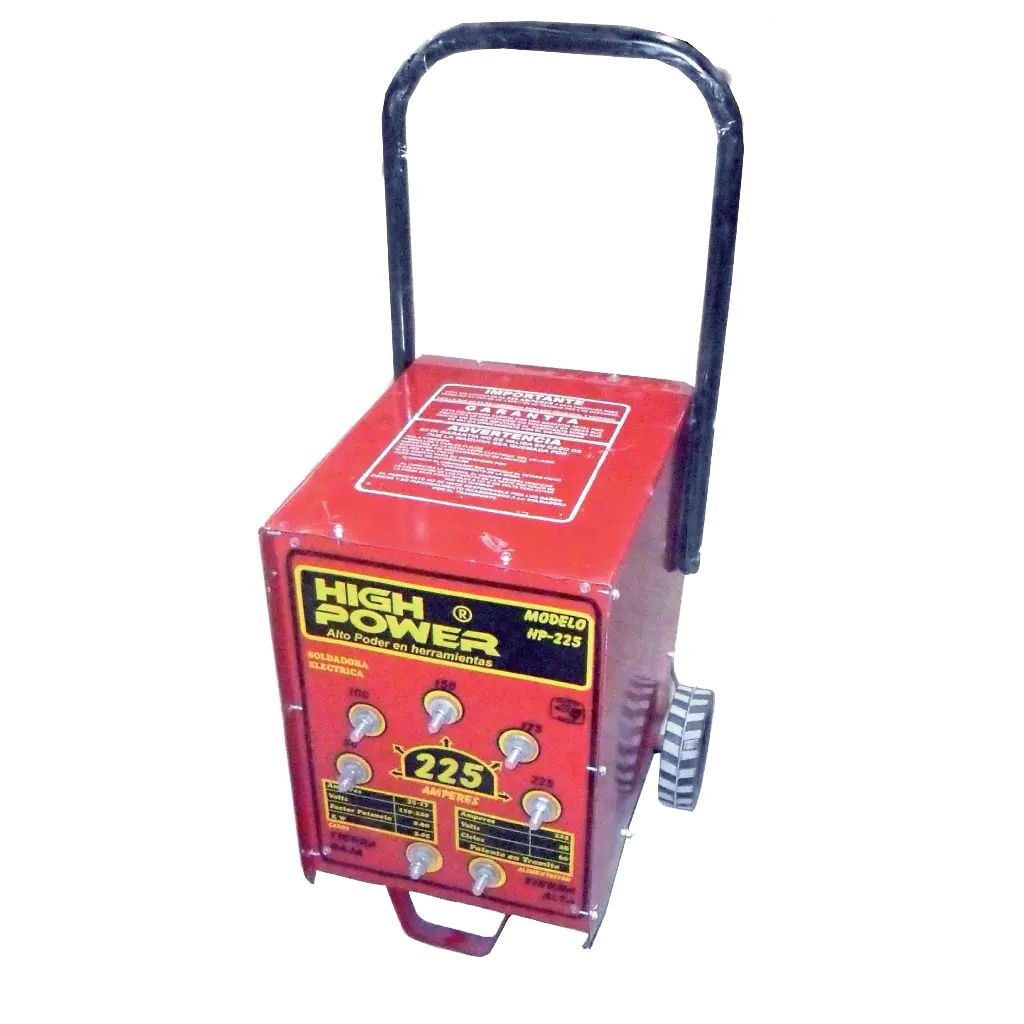 SOLDADORA PARA ELECTRODO REVESTIDO 225 A 110/220 V (CA) CON CARRO, HIGH POWER