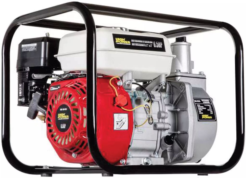 BOMBA AUTOCEBANTE A GASOLINA 6.5 HP 2" X 2" 300 LPM MOTOR DE 4 TIEMPOS, HIGH POWER