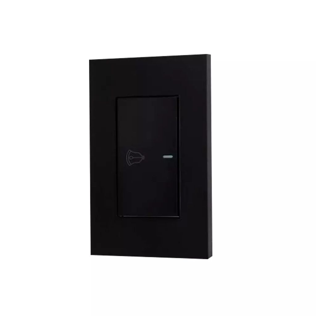 PLACA C/BOTON DE TIMBRE NEGRO MATE, MAGNALUX