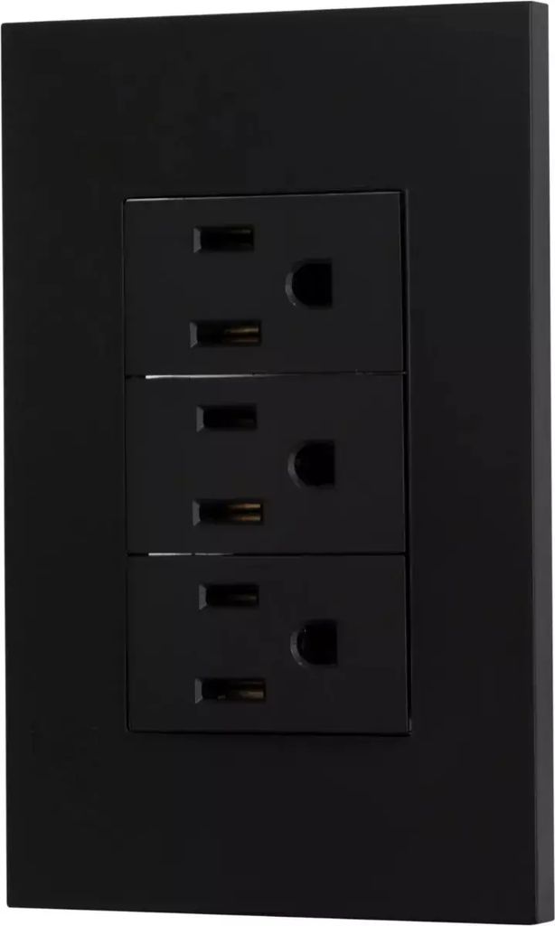 PLACA C/3 CONTACTOS NEGRO MATE, MAGNALUX