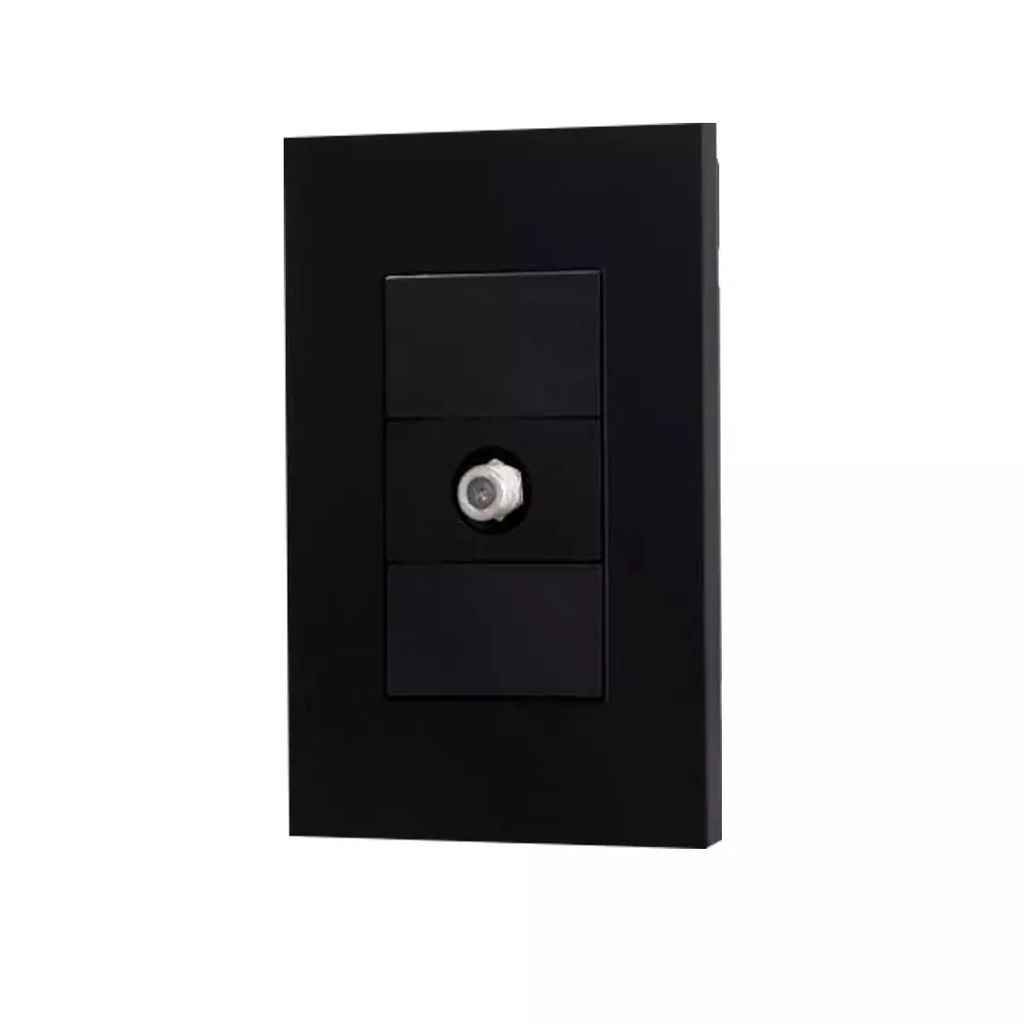 PLACA C/TOMA A TV METALICA NEGRO MATE, MAGNALUX