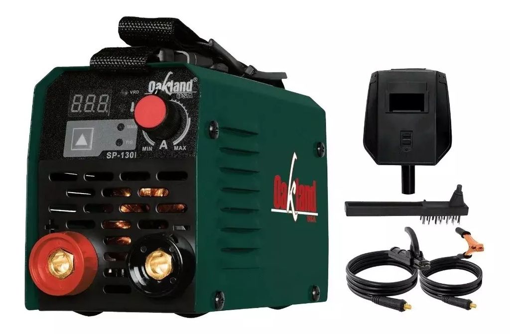 SOLDADORA P/ELECTRODO REVESTIDO INVERTER 010-120 A 120 V (CA) Y TIG LIFT+CABLES+CARETA+CEPILLO, OAKLAND