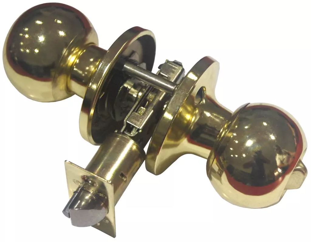 CERRADURA POMO TUBULAR ENTRADA LATON BRILLANTE, MUNICH
