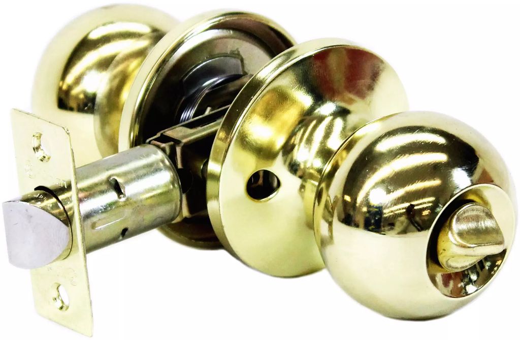 CERRADURA POMO TUBULAR BAÑO LATON BRILLANTE, MUNICH