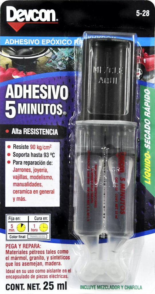 ADHESIVO EPOXICO EN JERINGA 25 ML (0.84 OZ) TRANSPARENTE 5 MINUTOS, DEVCON