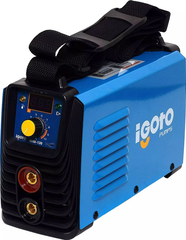 SOLDADORA PARA ELECTRODO REVESTIDO INVERTER 030-130 A 110/220 V (CA) CON CABLES CARETA Y CEPILLO, IGOTO