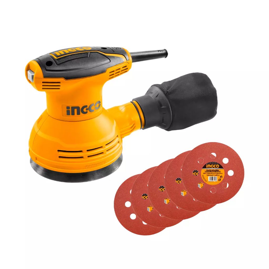 LIJADORA ROTO-ORBITAL 5" 350 W 12000 RPM INCLUYE LIJA (5PZAS), INGCO