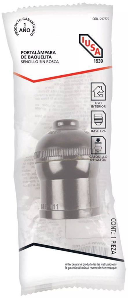 PORTA LAMPARA DE BAQUELITA SIN ROSCA (111) (BOLSA), IUSA