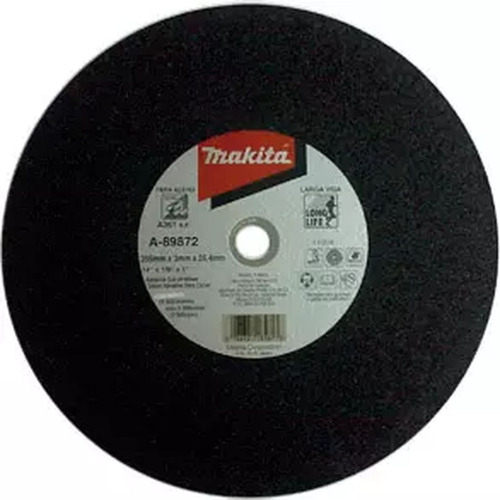DISCO PARA CORTE DE METAL 14"X1/8"X1" SOLIDOS LARGA VIDA  GRANO A36P ROJO, MAKITA