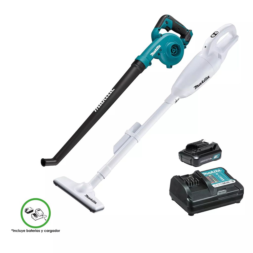 ASPIRADORA INALAMBRICA 12 V 600 ML 1.2M3/MIN+SOPLADORA INALAMBRICA 12 V 2.6M3/MIN C/BATERIA+CARGADOR, MAKITA