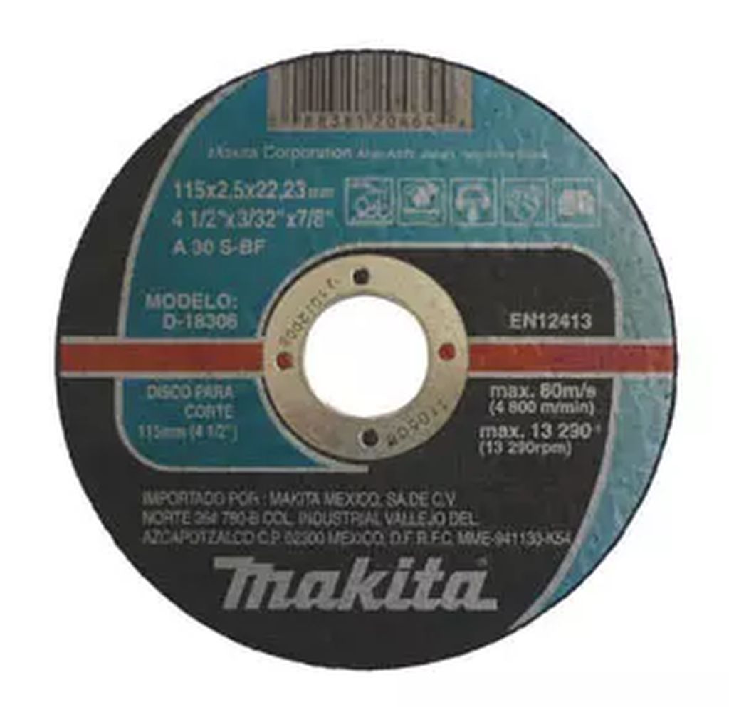 DISCO PARA CORTE METAL 4.1/2"X3/32"X7/8" LARGA DURACION, MAKITA