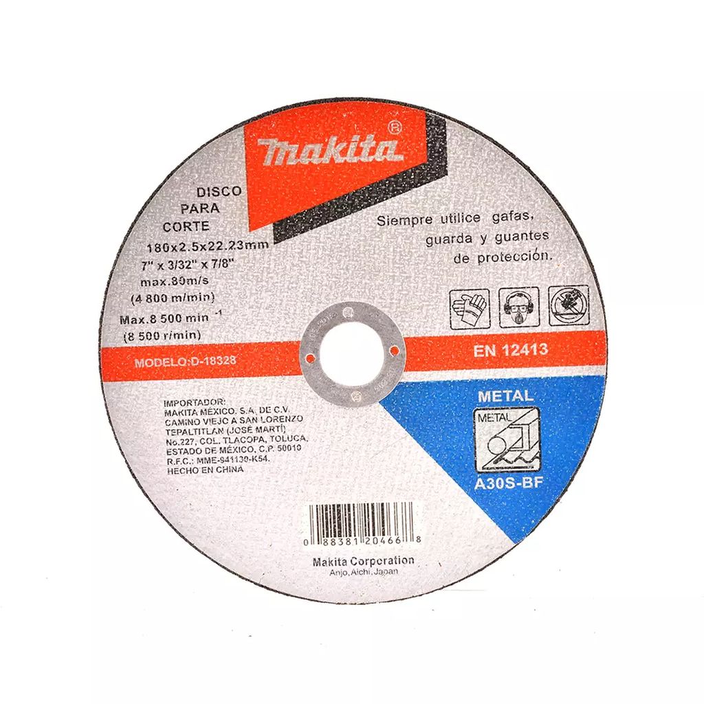 DISCO PARA CORTE METAL 7"X3/32"X7/8" LARGA DURACION, MAKITA
