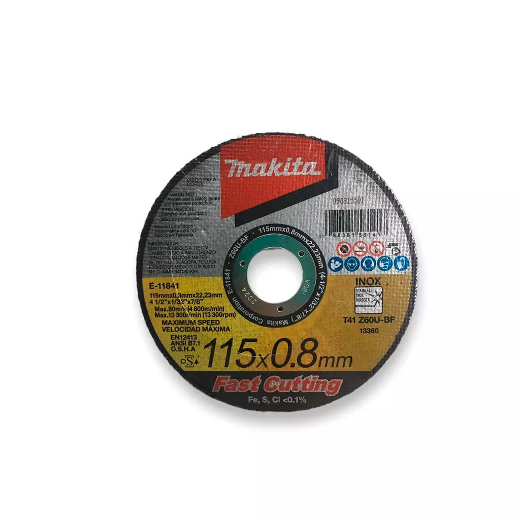 DISCO PARA CORTE ACERO INOXIDABLE 4X1/2" CORTE PRECISO, MAKITA
