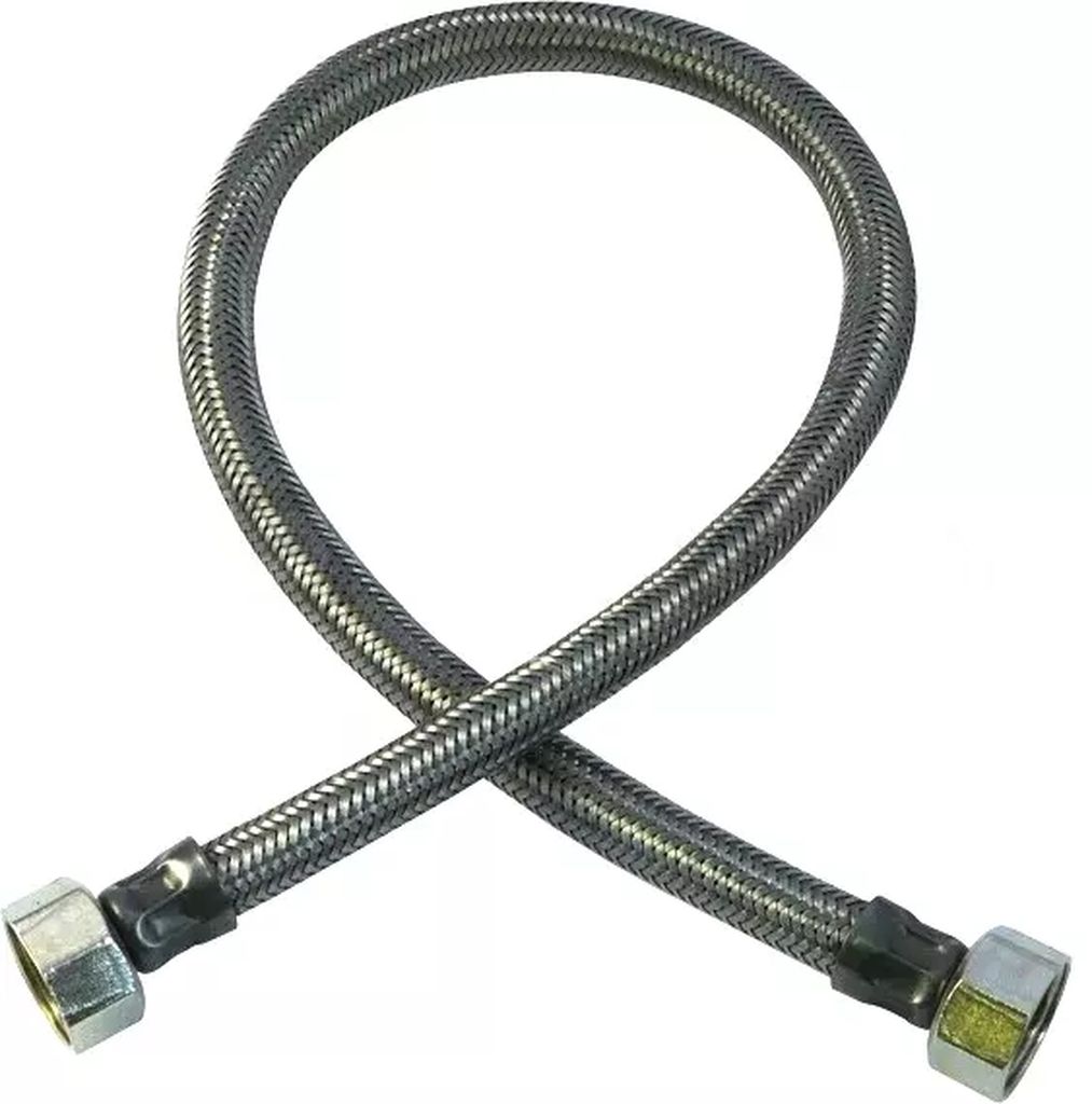 MANGUERA PARA FREGADERO FLEXIBLE DE DE ACERO INOXIDABLE 55CM SALIDA1/2"X1/2", MIBER