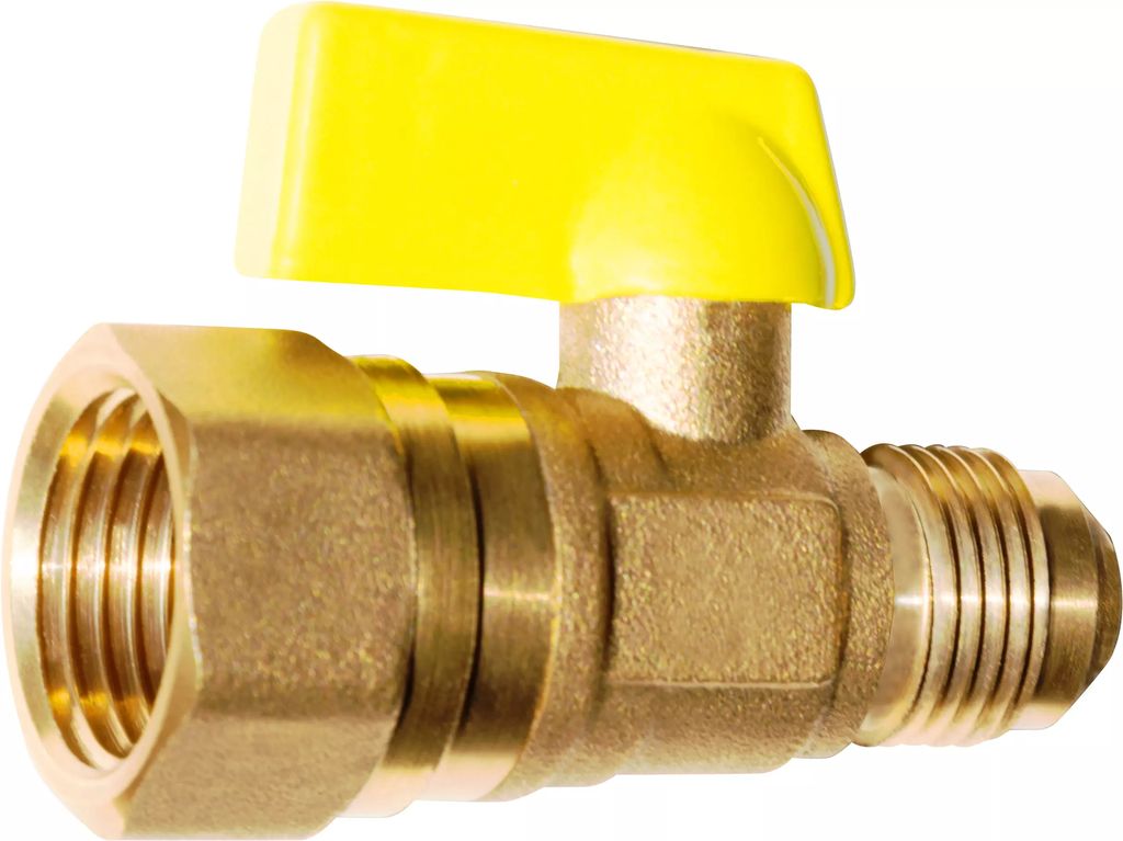 VALVULA DE ESFERA ROSCABLE HEMBRA 1/2" MACHO 3/8" PARA GAS 150 WOG, MIBER