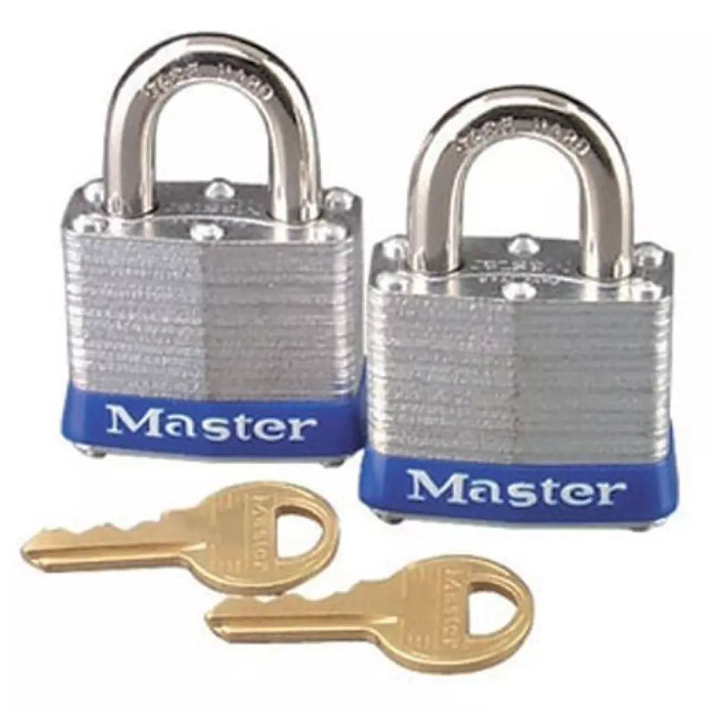 JUEGO DE CANDADOS LAMINADO 40MM GANCHO CORTO  LLAVES IGUALES 2 PZAS, MASTER LOCK