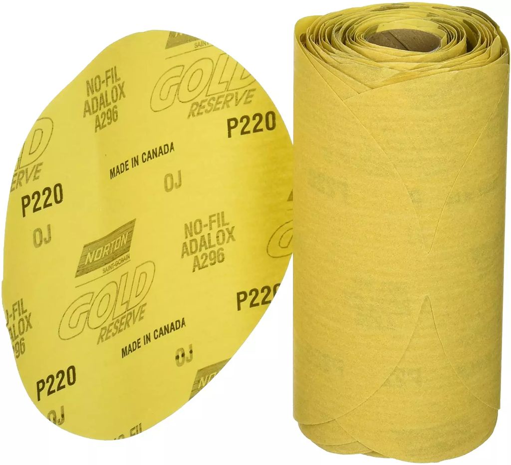 DISCO DE LIJA AUTOADHERIBLE 5" G600 ALO CON GANCHO NORGRIP RESPALDO DE PAPAEL C (GOLD RESERVE A296), NORTON