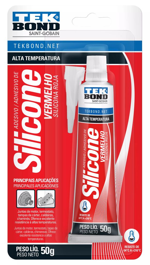 SILICON  ALTA TEMPERATURA TEKBOND 50G ROJO, TEKBOND