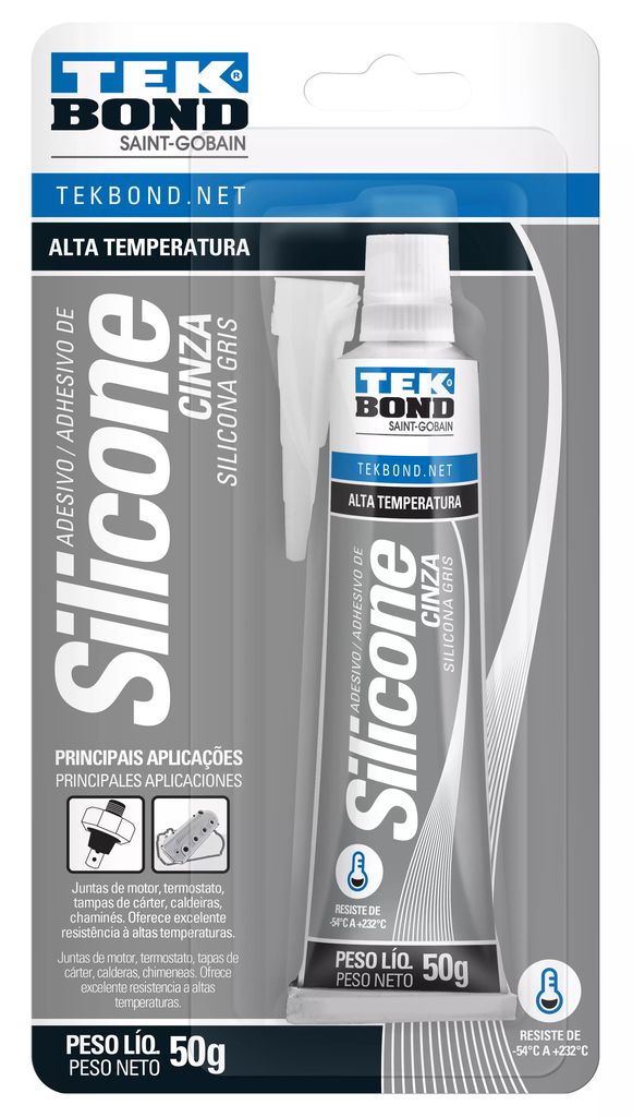 SILICON  ALTA TEMPERATURA TEKBOND 50G GRIS, TEKBOND