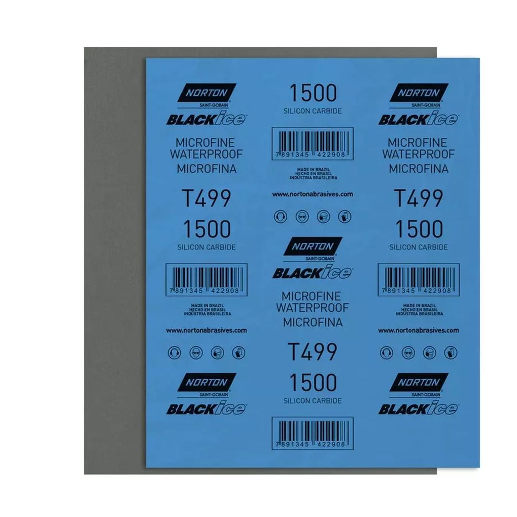 LIJA DE AGUA 9"X11" MICROFINA G1500 SIC PAPEL B (BLACK ICE T499), NORTON