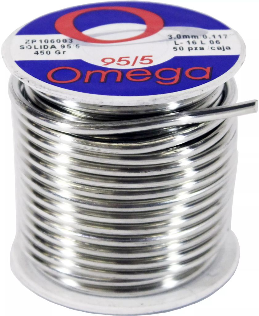 SOLDADURA SOLIDA 95/5 3.0MM (450 GR), OMEGA SOLDER
