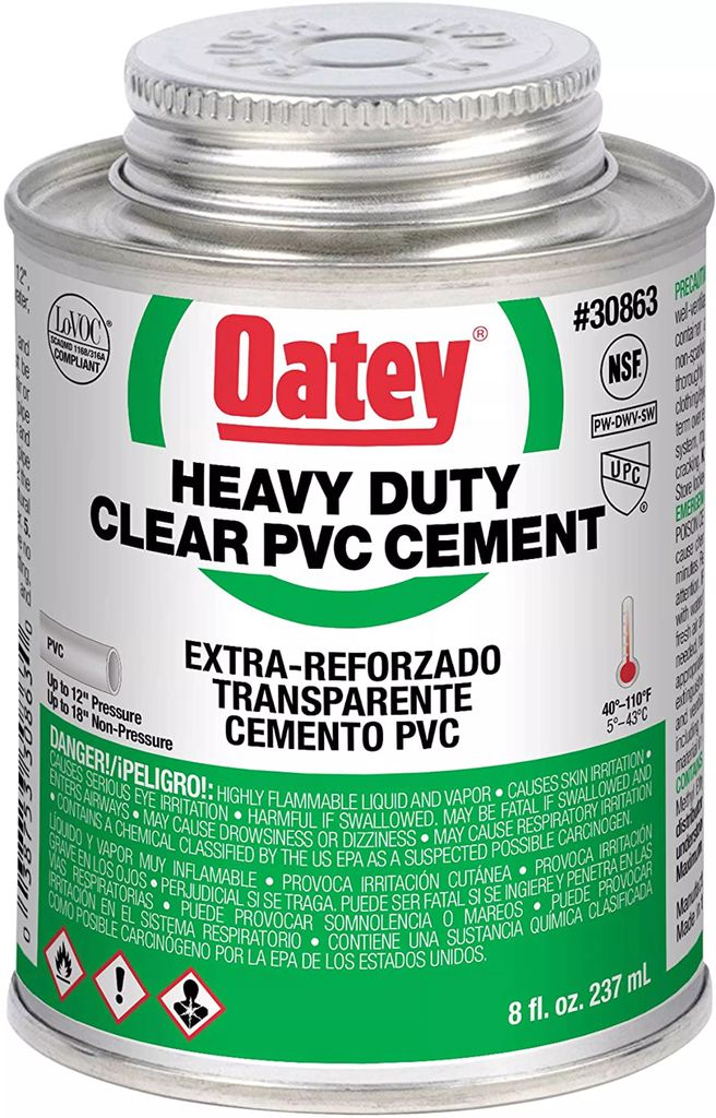CEMENTO P/PVC 237ML (8 OZ.) TRANSPARENTE EXTRA REFORZADO (HEAVY DUTY CLEAR), OATEY