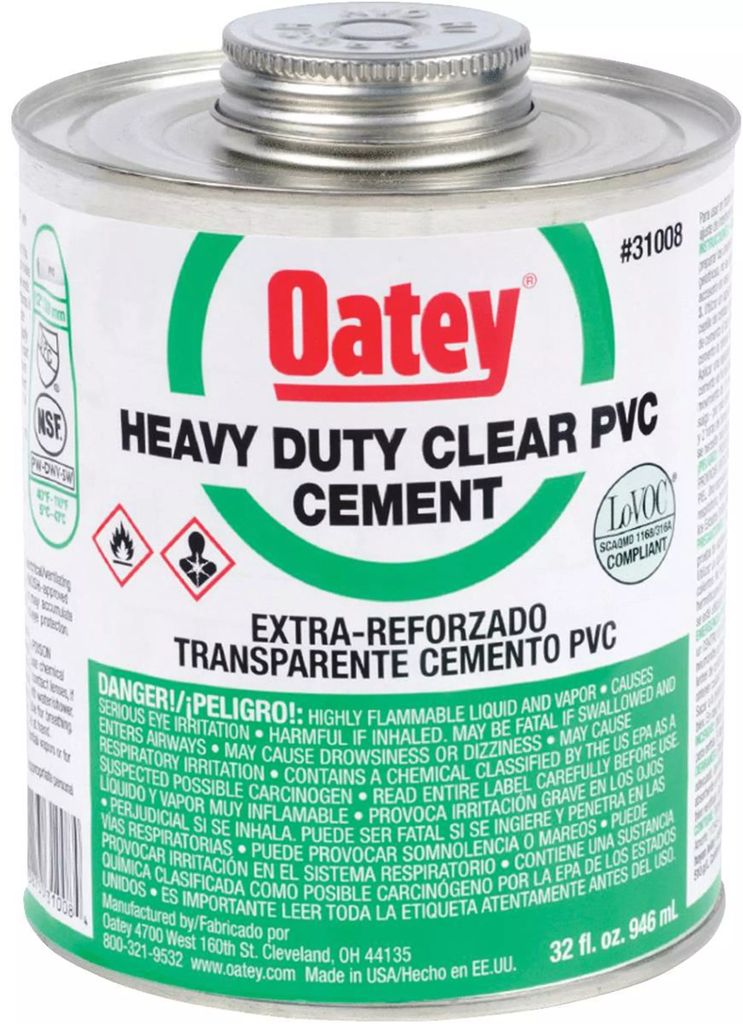 CEMENTO P/PVC 946ML (32 OZ.) TRANSPARENTE EXTRA REFORZADO (HEAVY DUTY CLEAR), OATEY