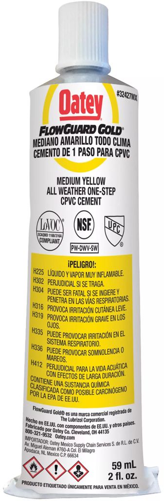 CEMENTO PARA CPVC AMARILLO 60 ML (2 OZ) ETIQUETA AMARILLA (FLOWGUARD OATEY), OATEY