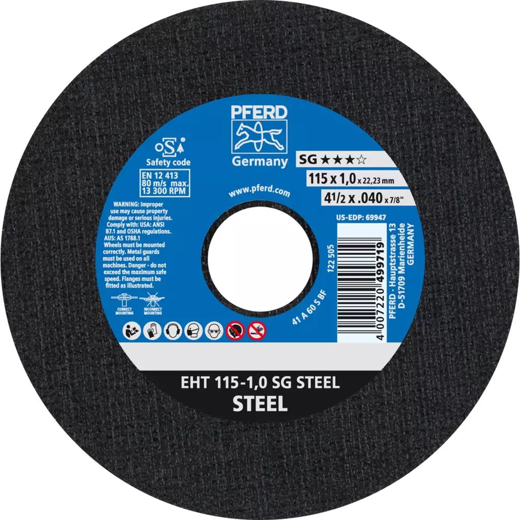DISCO PARA CORTE DE METAL 4.1/2"X1MMX7/8" SUPER DELGADO USO GENERAL (INDUSTRIAL) (SG-E), PFERD