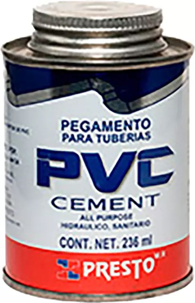 CEMENTO PARA PVC PARA TUBERIAS Y CONEXIONES HIDRAULICAS 236 ML PVC CEMENT, PRESTO